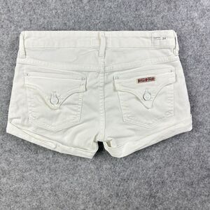Hudson Hampton Jean Shorts Women 24 Cuffed Flap Pockets Off White Preppy Stretch